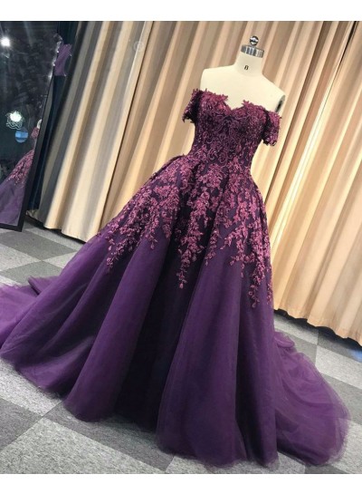2025 Off Shoulder Regency Sweetheart Appliques Long Ball Gown Prom Dress