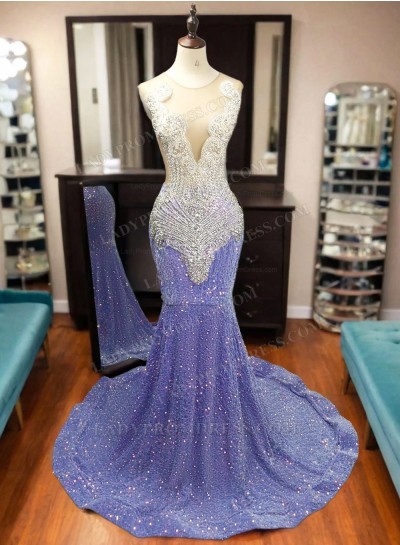2025 Mermaid Sequence Lavender Long Prom Dresses