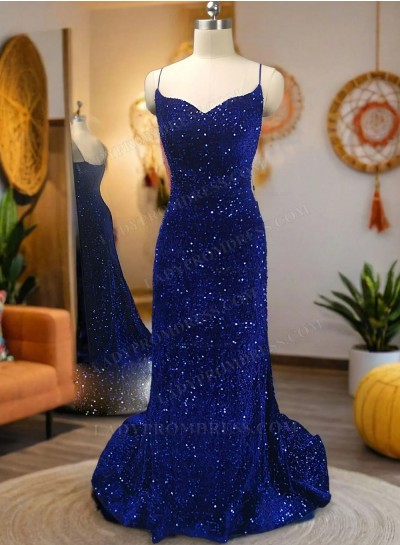 Mermaid Sweetheart Spaghetti Straps Royal Blue Long 2025 Prom Dresses