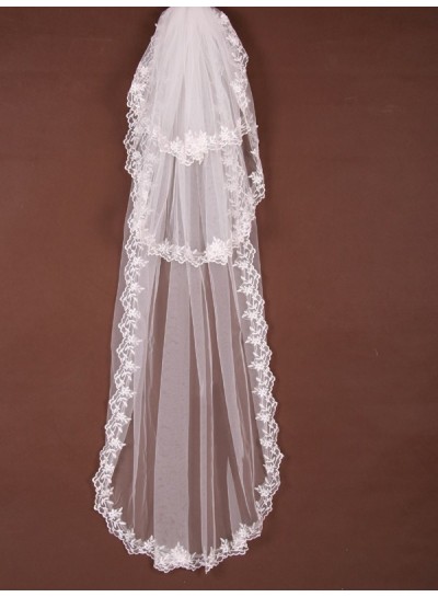 3 Layer Cathedral With Lace Wedding Veil
